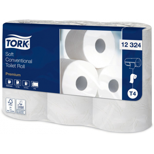 Tork papier toilette Traditional, 2 plis, T4 Premium, blanc, paquet de 6 rouleaux