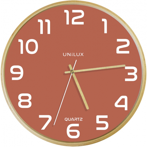 Unilux Baltic horloge murale, diamètre 30,5 cm, cadre en bois, rose