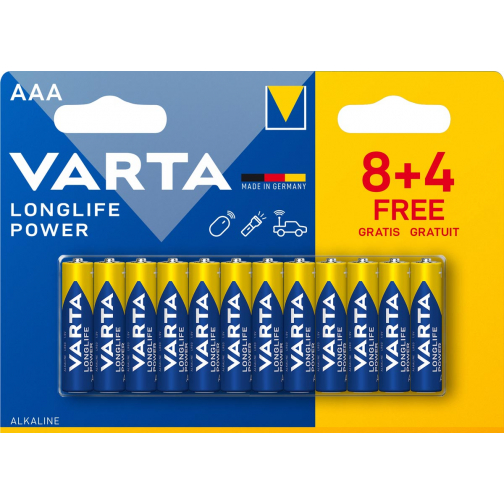 Varta batterij Longlife Power AAA, blister de 8 + 4