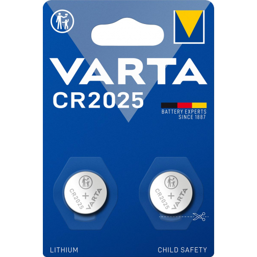 Varta pile bouton Lithium CR2025, blister de 2 pièces
