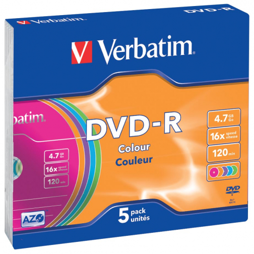 Verbatim DVD enregistrable DVD-R, boîte de 5 pièces, emballées individuellement (Slim Case)