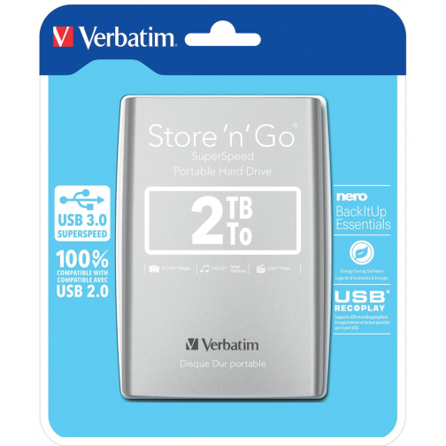 Verbatim disque dur 3.0 Store 'n' Go, 2 To, argent
