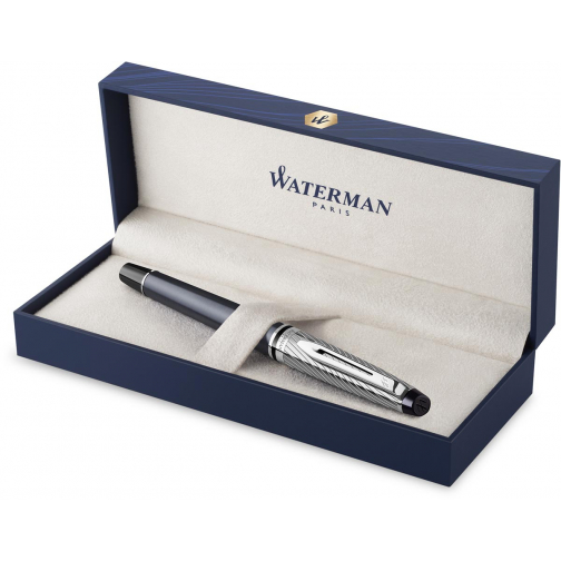 Waterman stylo plume Expert Deluxe, moyenne, gris métallique CT, en boîte cadeau